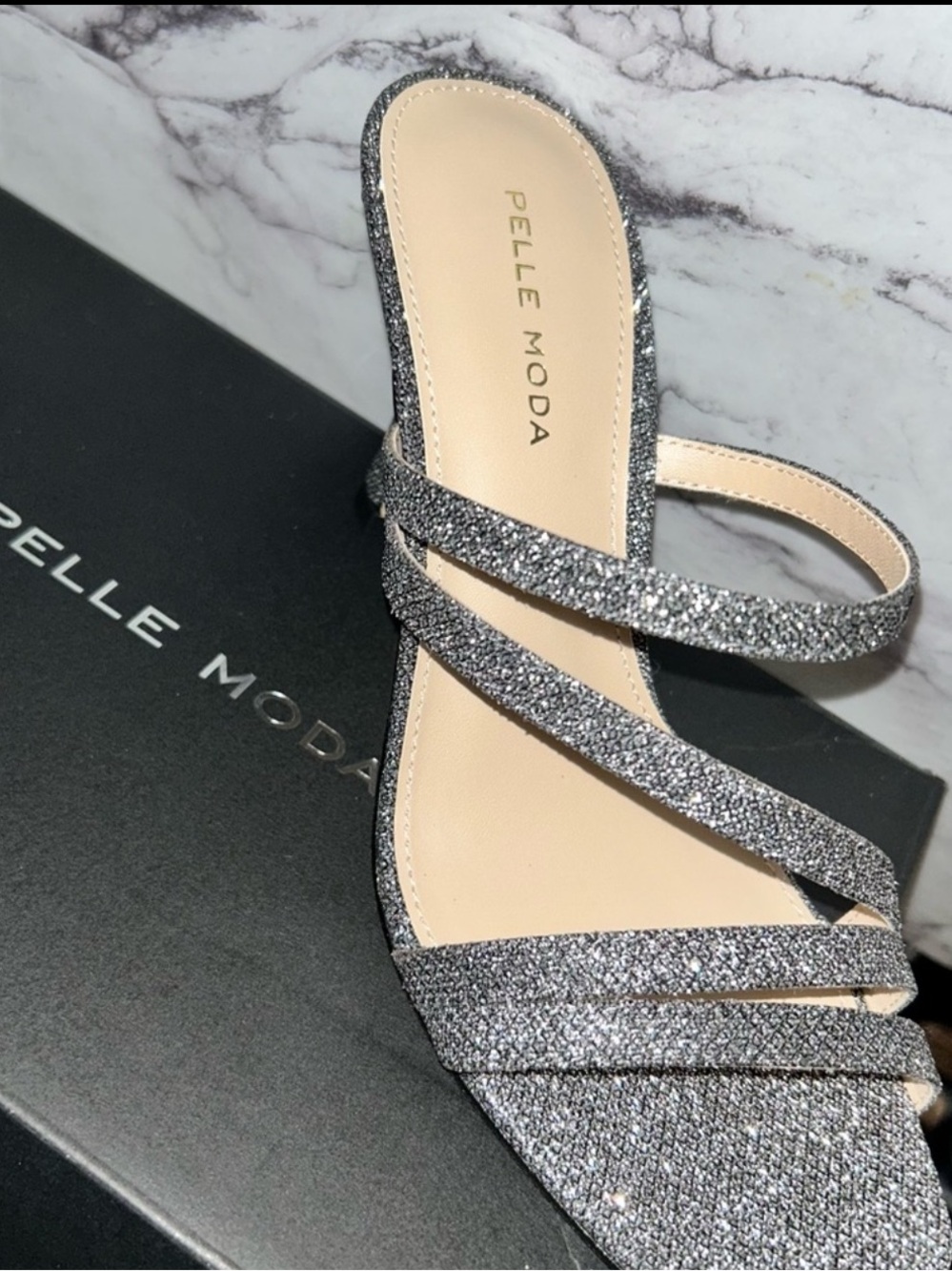 Pelle Moda Silver Strappy Heels NWT - Picture 14 of 15